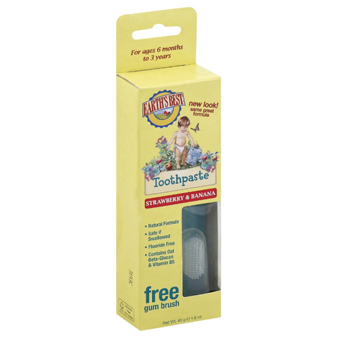 Earth's Best Toddler Toothpaste, Strawberry and Banana - 1.6 oz tube